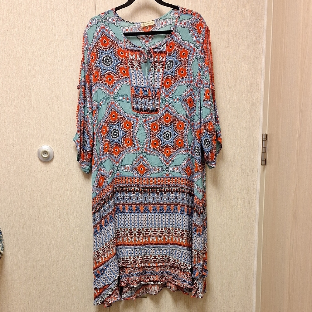 Democracy Multicolor Geometric Midi Dress